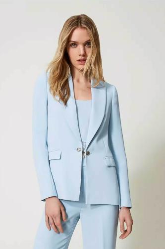 Twinset γυναικείο σακάκι με μεταλλικά κουμπιά straight fit - 241TP2170 Γαλάζιο